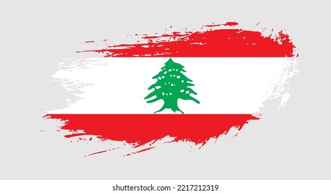 Free hand drawn grunge flag of Lebanon on isolated white background