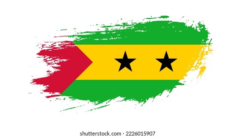 Free hand drawn grunge flag of Sao Tome and Principe on isolated white background