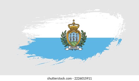 Free hand drawn grunge flag of San Marino on isolated white background