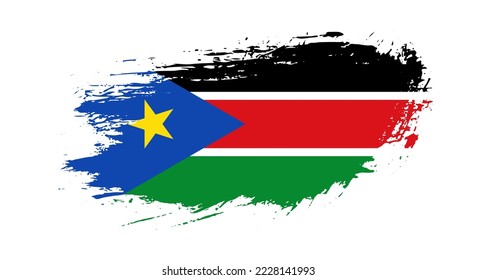 Free hand drawn grunge flag of South Sudan on isolated white background