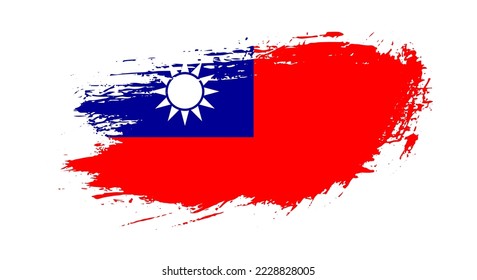 Free hand drawn grunge flag of Taiwan on isolated white background