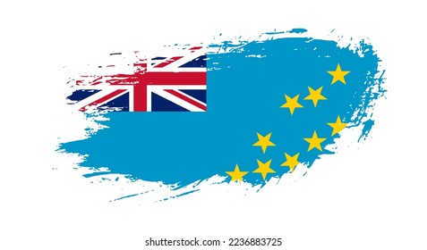 Free hand drawn grunge flag of Tuvalu on isolated white background