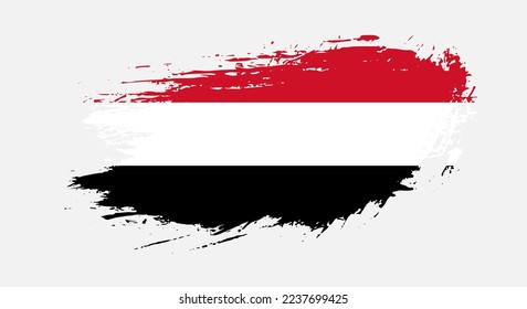 Free hand drawn grunge flag of Yemen on isolated white background