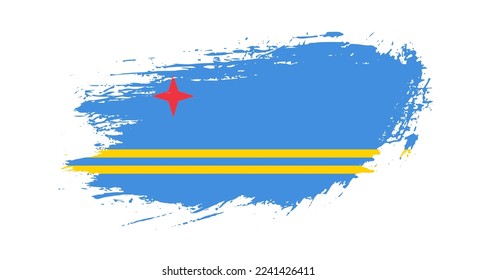 Free hand drawn grunge flag of Aruba on isolated white background