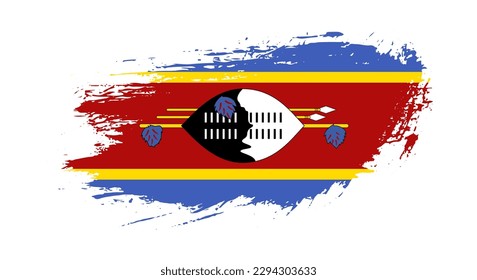 Free hand drawn grunge flag of Eswatini on isolated white background