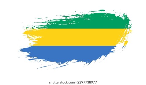 Free hand drawn grunge flag of Gabon on isolated white background