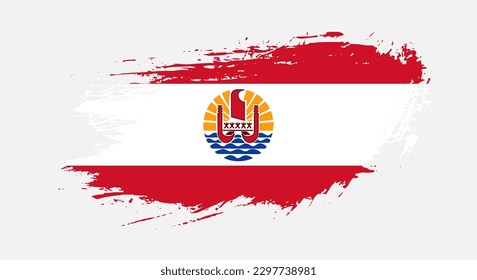 Free hand drawn grunge flag of French Polynesia on isolated white background