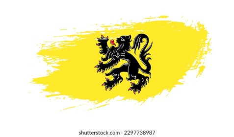 Free hand drawn grunge flag of Flanders on isolated white background