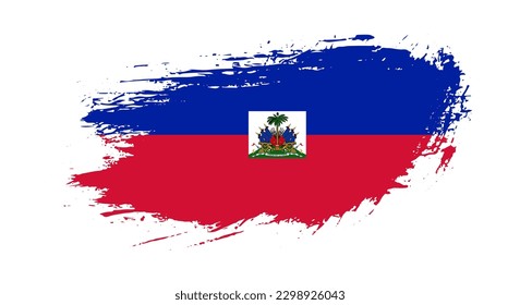 Free hand drawn grunge flag of Haiti on isolated white background