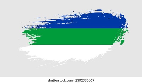 Free hand drawn grunge flag of Komi Republic on isolated white background