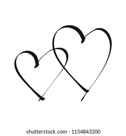 Free Hand Drawn of Heart Vector on Isolated White Background