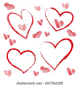 Free hand drawn red heart.