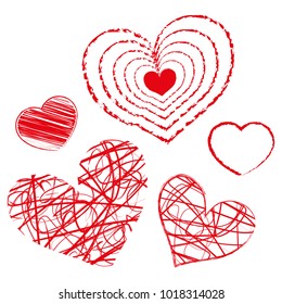 Free hand drawn red heart.