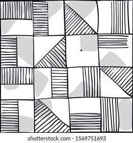 Free hand drawn seamless geometric Patterns. Ceramic Tile. Textile.