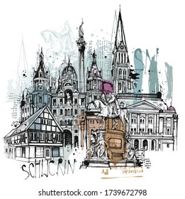 Free hand drawn sketch of Schwerin sights