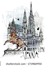 Free hand drawn sketch of Vienna sights