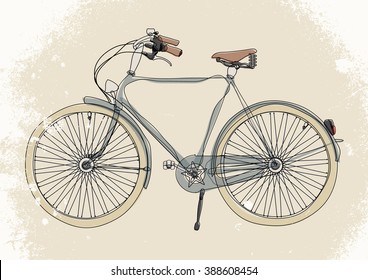 Free hand drawn vector bicycle with ink outline