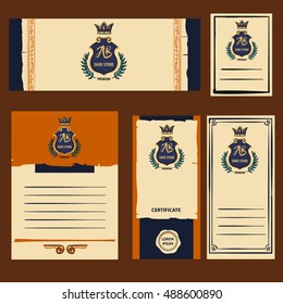 Free hand drawn vector illustration shoe store. Logo for shoe market with image shield and crown. Element of corporate identity, stamp, poster, banner luxury premium brand footwear and footgear. 
