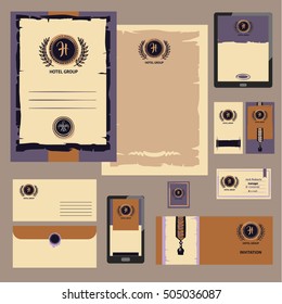 Free hand drawn vector logo for premium hotel and motel group business. Royal template image with letter H. Element design for corporate identity, banner, poster and logotype.
