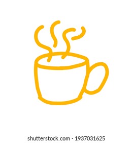 Free hand drawn vector,icon,template flat design yellow mug