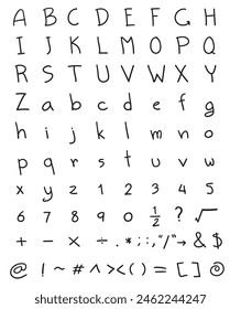 Free Hand Font Vektorgrafik Pen Draw Style Classic Set.
