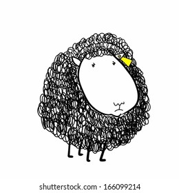 free hand graphic illustration vector of cute sheep