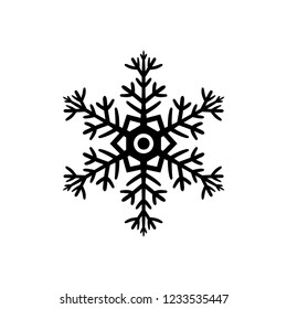 Free hand icon of a snowflake. Simple black vector illustration on white background