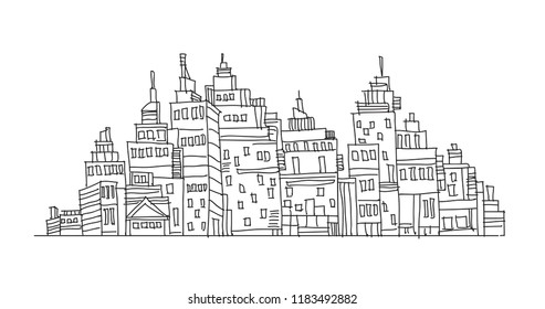 Free hand line drawing city landscape, vector design