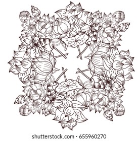 Free hand lotus flower ,vector for coloring book, flower of buddha