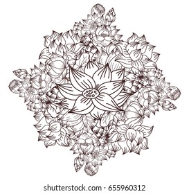 Free hand lotus flower ,vector for coloring book, flower of buddha
