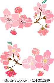 Free hand Sakura flower vector set, Beautiful line art Peach blossom isolate on white background