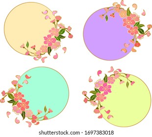 Free hand Sakura flower vector set, Beautiful line art Peach blossom isolate on white background.Cherry blossom with copyspace for product.Colorful background with sakura vector.