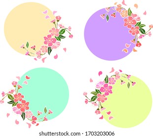 Free hand Sakura flower vector set, Beautiful line art Peach blossom isolate on white background.Cherry blossom with copy space for product.Colorful background with sakura vector.