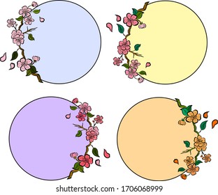 Free hand Sakura flower vector set, Beautiful line art Peach blossom isolate on white background.Cherry blossom with copy space for product.Colorful background with sakura vector.