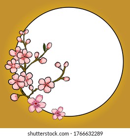 Free hand Sakura flower vector set, Beautiful line art Peach blossom isolate on white background.Cherry blossom with copyspace for product.Colorful background with sakura vector.