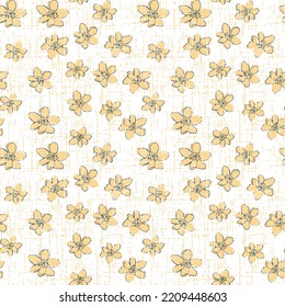 Free hand Sakura flower vector set, Beautiful line art Peach yellow blossom isolate on white background.Cherry blossom illustration for doodle art on background.
