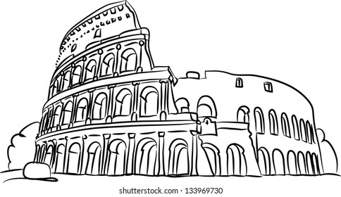 Free hand sketch collection: Colosseum, Rome, Italy