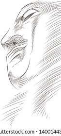 Free hand sketch line draw buddha
