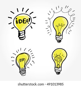 Free hand sketch loading idea , light bulbs, symbol of ideas