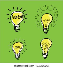 Free hand sketch loading idea , light bulbs, symbol of ideas
