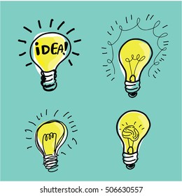 Free hand sketch loading idea , light bulbs, symbol of ideas