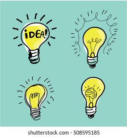 Free hand sketch loading idea , light bulbs, symbol of ideas