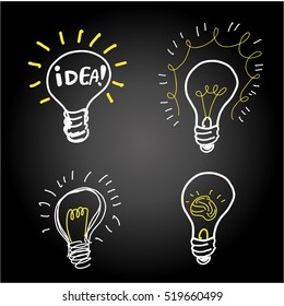 Free hand sketch loading idea , light bulbs, symbol of ideas 