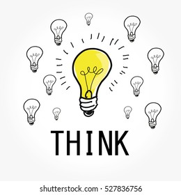 Free hand sketch loading idea , light bulbs, symbol of  think many idea.

