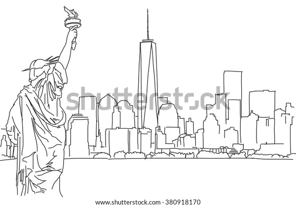 Free Hand Sketch New York City Stock Vector (Royalty Free) 380918170