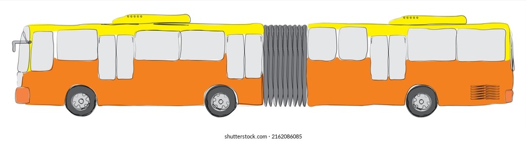 Esbozo de mano libre ilustración vectorial Bus, Taxi, transporte público de la ciudad de Yakarta, Indonesia