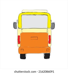 Free hand sketch vector illustration Bus, Taxi, Jakarta city public transportation, Indonesia