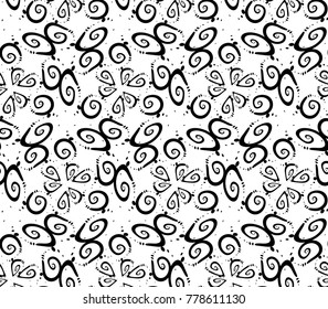 Free hand swirl seamless pattern, vector