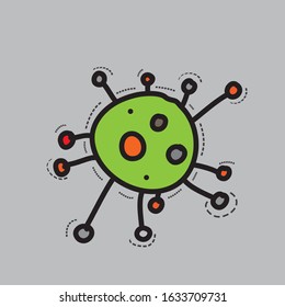 Free hand vector virus on grey background.