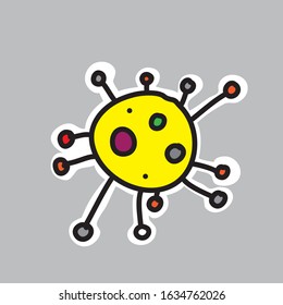 Free hand vector virus on grey background.